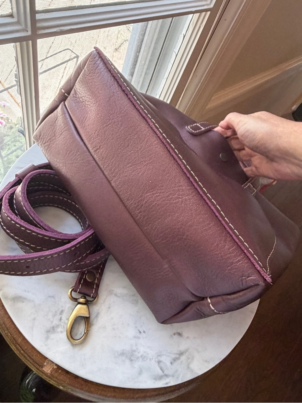 Portland Leather Mini Crossbody Tote in DISCO - Picture 4 of 6
